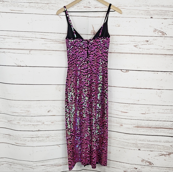 Sho by Tadashi Shoji | Richie Pink Iridescent Sequin Midi Dress NWT - Picture 6 of 8